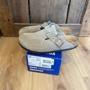 Birkenstock Boston Soft Footbed Suede Leather taupe size 39